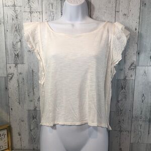 Level Eight White Crop Eyelet Cap Sleeves Medium